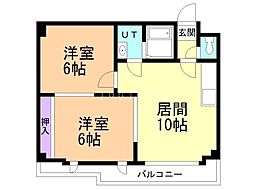 プログレスコート参番館 2LDKの間取図画像