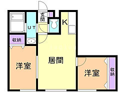 グランドヒルズ 2LDKの間取図画像