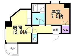 ウィング円山北町 1LDKの間取図画像