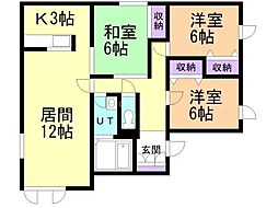 コーポDAN宮の森 3LDKの間取図画像
