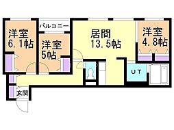 ZABOHILLSFUSHIMI 3LDKの間取図画像