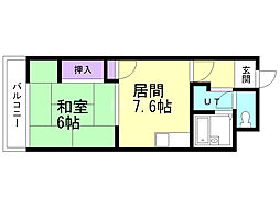 アートサイドテラス 1DKの間取図画像