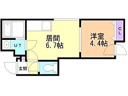 メイプルメゾン 1DKの間取図画像
