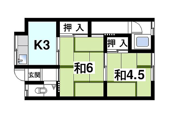 画像2:2Kの間取りです