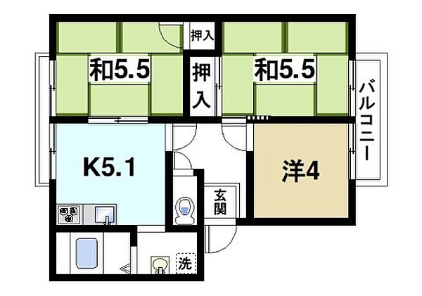 画像2:3Kの間取り