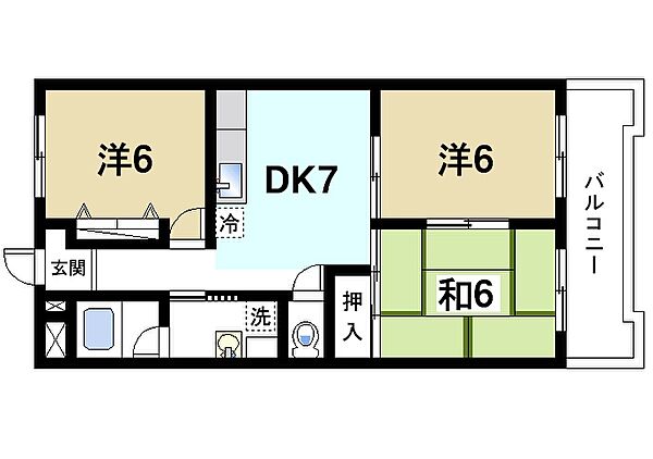 奈良県生駒郡安堵町大字東安堵(賃貸マンション3DK・5階・56.00㎡)の写真 その2