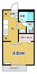 マリノス松代A 1Kの間取図画像