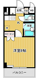 レジデンスひかり 1Kの間取図画像