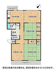 府公社枚方東山住宅5号棟 4DKの間取図画像