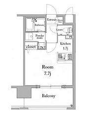 エンクレスト薬院大通 1Kの間取図画像