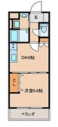 ヒルズ平尾 1DKの間取図画像