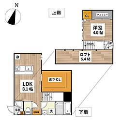 福岡市早良区野芥4丁目アパート 1LDKの間取図画像