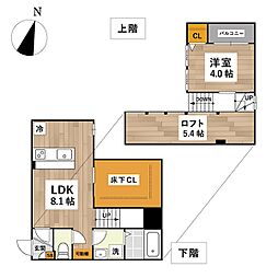 福岡市早良区野芥4丁目アパート 1LDKの間取図画像