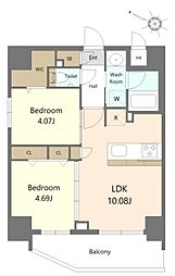 S-RESIDENCE薬院aureate 2LDKの間取図画像