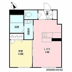 703HouseWestOhori 1LDKの間取図画像