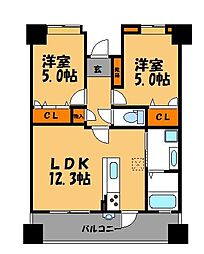 アクロス天神Vタワー 2LDKの間取図画像