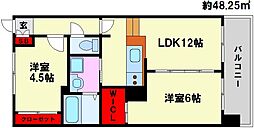 KDX清水レジデンス 2LDKの間取図画像