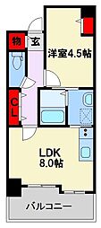 エンクレストけやき通り 1DKの間取図画像