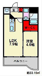 アソシアグロッツオ日赤通り 1LDKの間取図画像