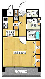 ソシオス平尾 1Kの間取図画像