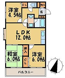 サンロジュマン平尾 3LDKの間取図画像
