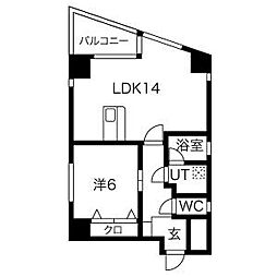 イーグル薬院参番館 1LDKの間取図画像