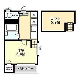 プライマリー大橋東 1Kの間取図画像