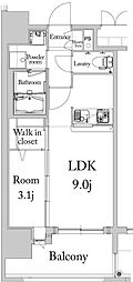 エンクレスト薬院大通 1LDKの間取図画像
