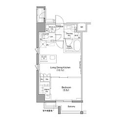ザ・パークハビオ早稲田 201 2階1LDKの間取り