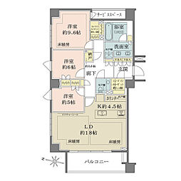 ザ・パークハウス千代田六番町 5階3LDKの間取り