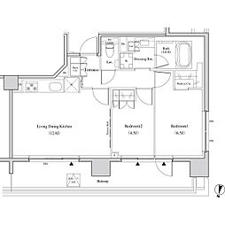 ザ・パークハビオ代々木 904 8階2LDKの間取り