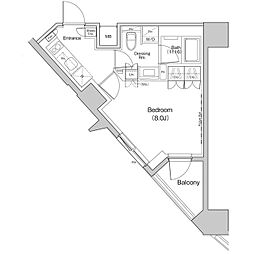 ザ・パークハビオ中野富士見町ガーデン 1205 12階1Kの間取り