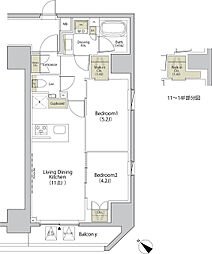 ザ・パークハビオ江古田 2LDKの間取図画像