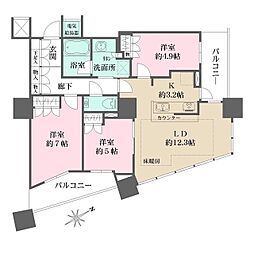ザ・パークハウス西新宿タワー60 3LDKの間取図画像
