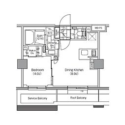 ザ・パークハビオ新宿 1DKの間取図画像