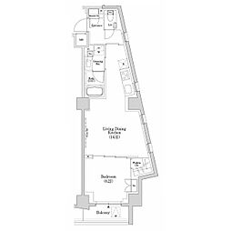 ザ・パークハビオSOHO市谷左内町 1LDKの間取図画像