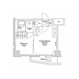 ザ・パークハビオSOHO市谷左内町 1LDKの間取図画像