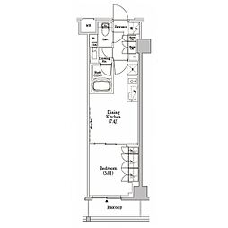 ザ・パークハビオSOHO市谷左内町 1DKの間取図画像
