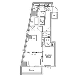 ザ・パークハビオ中野新橋 1LDKの間取図画像