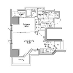 ザ・パークハビオ横浜関内 1LDKの間取図画像