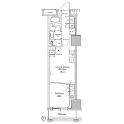 ザ・パークハビオSOHO新横浜 1LDKの間取図画像