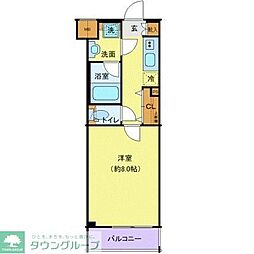 京王井の頭線 高井戸駅 徒歩6分の賃貸マンション 3階1Kの間取り