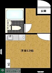 メゾンリベルテ 2階ワンルームの間取り