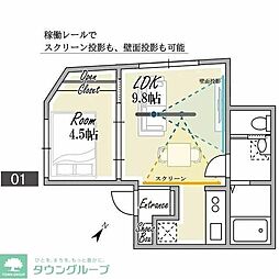 Ｐｌａｔａｎｕｓ幡ヶ谷 2階1LDKの間取り