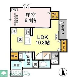 グラナーデ大和町 1階1LDKの間取り