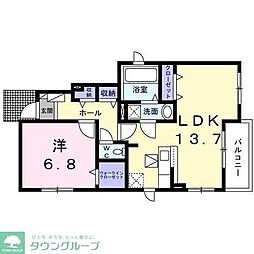 ホフヌング弐番館 1階1LDKの間取り