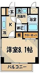 ボンヌール菊野台 2階1Kの間取り