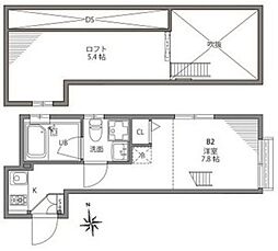 ピア桜上水 2階ワンルームの間取り