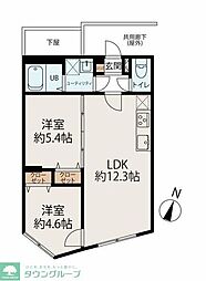 スカイヒルズ中野弥生町 3階2LDKの間取り