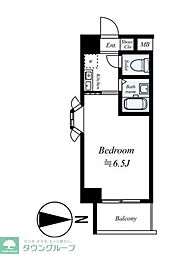 スカイコート駒場東大前 1階ワンルームの間取り